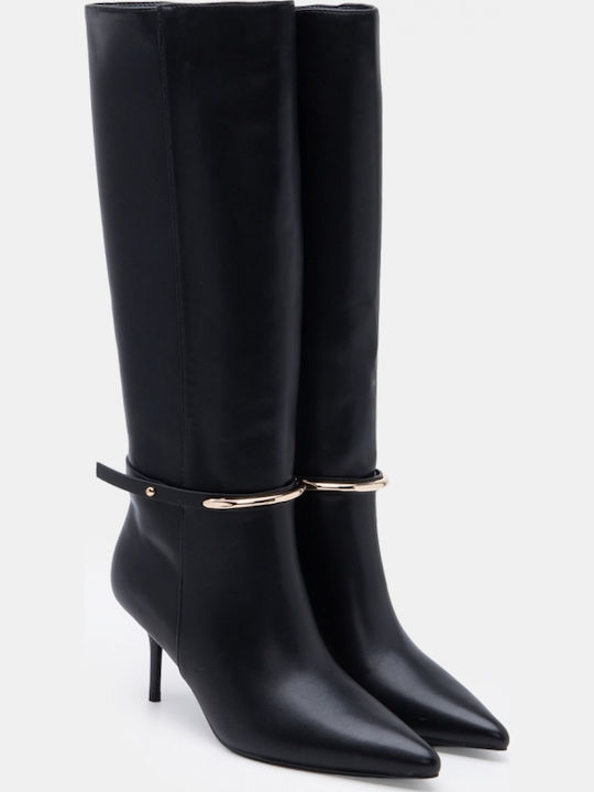 Suede Women's Boots with High Heel Black