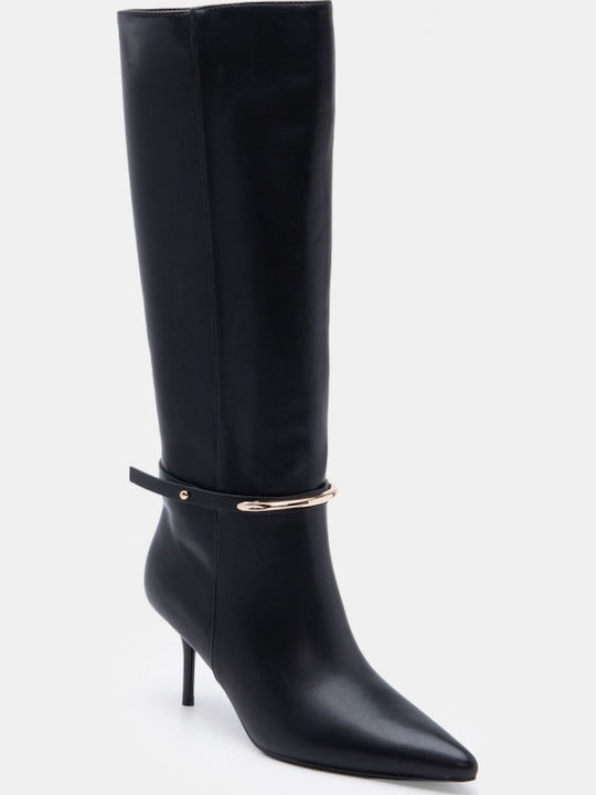 Suede Women's Boots with High Heel Black