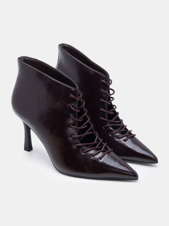 Suede Women's Ankle Boots with High Heel Brown