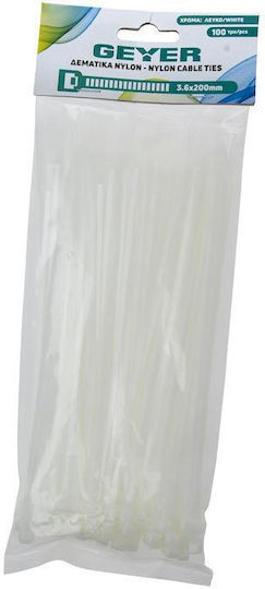 Geyer Πλαστικά Δεματικά Καλωδίων 200mmx3.6mm σε Λευκό χρώμα (100τμχ) G3.6CT200W