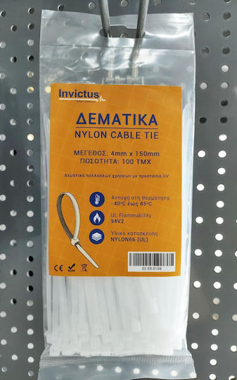 Invictus Legături Cablu Din Plastic 450mmx5mm În Culoare Albă 100 Buc