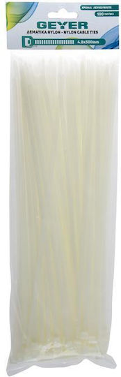 Geyer Geyer Kunststoff Kabelbinder 300mmx4.8mm in Weiß Farbe 100Stk G4.8CT300W