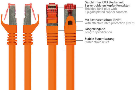 3M S/FTP Кат.6 (Gigabit) Мрежов Кабел Ethernet 3м Оранжев