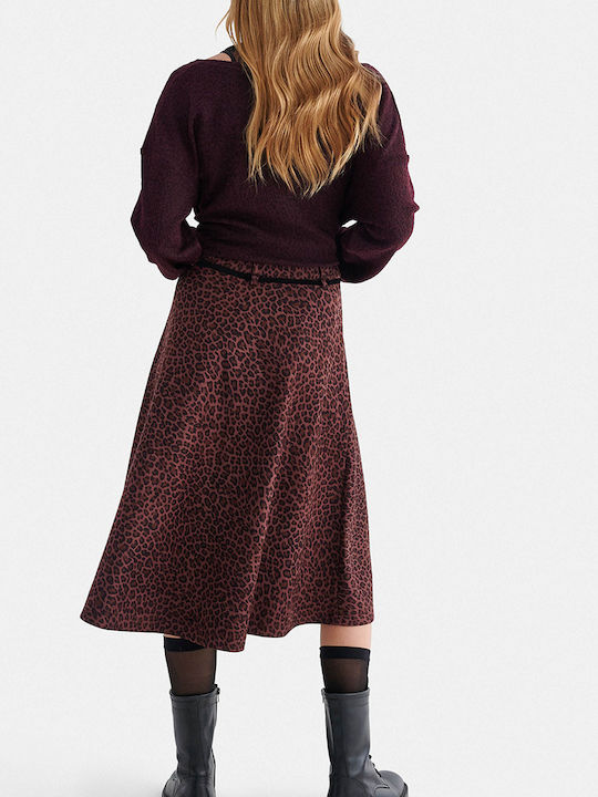 Maxi Damenrock Leopard Bordeaux