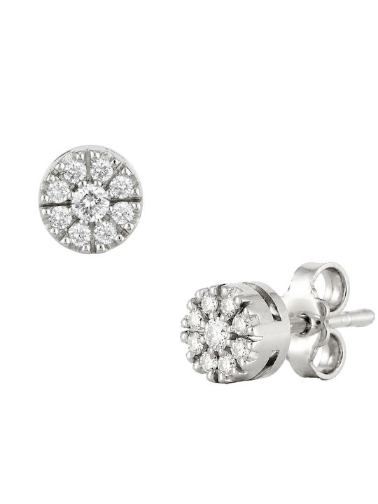 Stud Earrings Rosette Made of 18K White Gold with Diamond