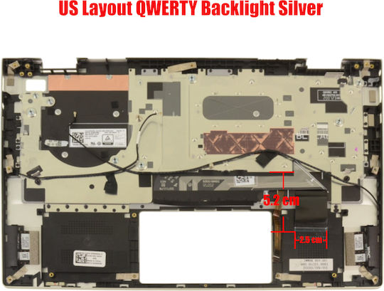Tastatură Laptop Keyboard Palmrest Dell Inspiron 13,3" 7300 7306 2-în-1 Dwwxk 0dwwxk Ο0dwwxk 3wmfx 03wmfx O3wmfx 6kxgm 06kxgm O6kxgm W3n1f 0w3n1f Ow3n1f 460.0l206.0001 Us Retroiluminat Argintiu Κωδ.41585uspalmblsil
