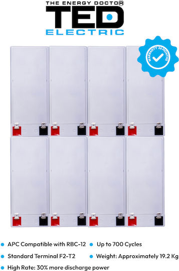Battery Pack Compatible Apc Rbc12 96v 7.1ah 8x12v Ted Electric