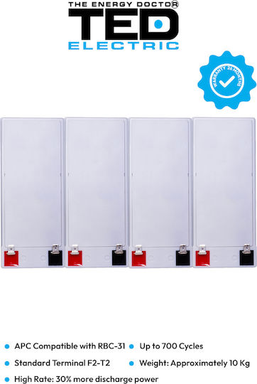 Battery Pack Compatible Apc Rbc31 48v 7.1ah 4x12v Ted Electric