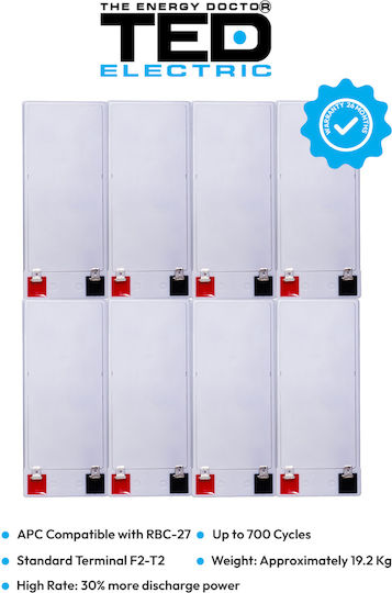 Battery Pack Compatible Apc Rbc27 96v 7.1ah 8x12v Ted Electric