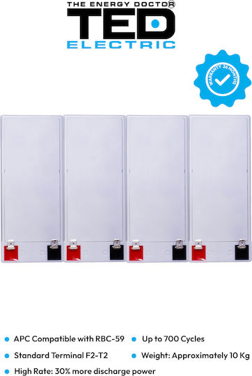 Batteriepack Kompatibel Apc Rbc59 48V 7,1Ah 4x12V TED Electric