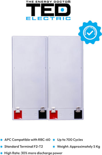 Battery Pack Compatible Apc Rbc60 24v 9.6ah 2x12v Ted Electric