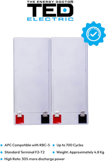 Battery Pack Compatible Apc Rbc5 24v 7.1ah 2x12v Ted Electric
