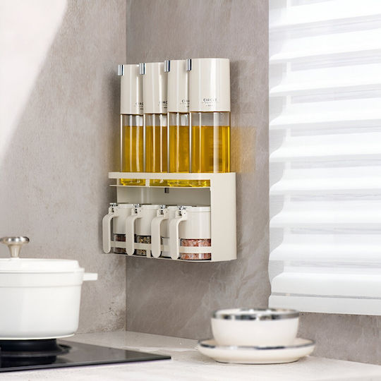 Plastic Spice Organizers on Base White 9 Pieces