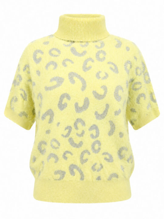 Damen Rollkragenpullover Tierdruck Gelbe