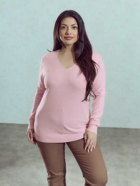 Celestino Damen Bluse V-Ausschnitt Rosa Hell