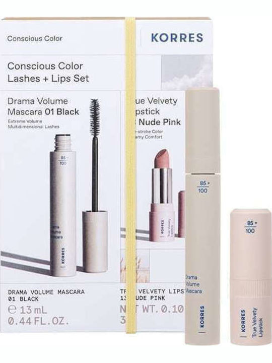 Korres Conscious Color Lashes and Lips Set Σετ Μακιγιάζ για Μάτια & Χείλη 01 Black & 13 Nude Pink 2τμχ Korres Conscious Color Lashes and Lips Set Σετ Μακιγιάζ για Μάτια & Χείλη 01 Black & 13 Nude Pink 2τμχ