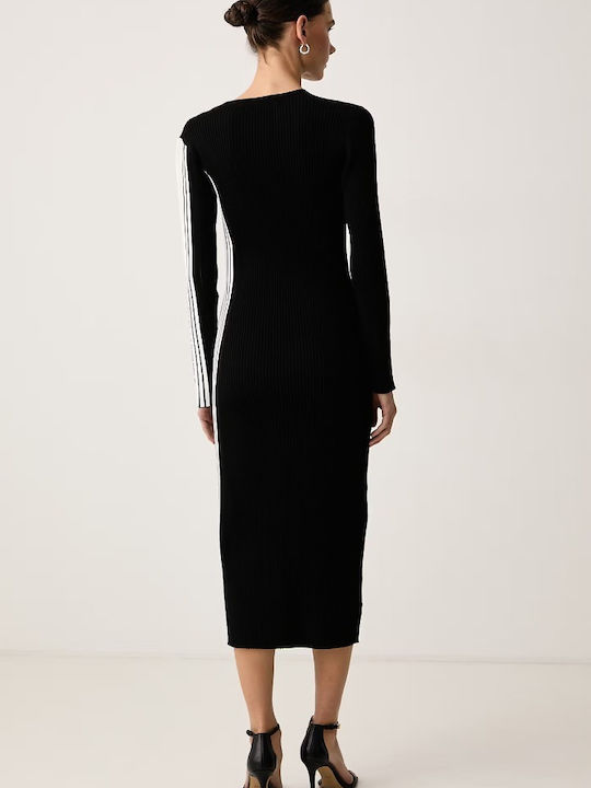 Rochie Midi Tricotată Neagră