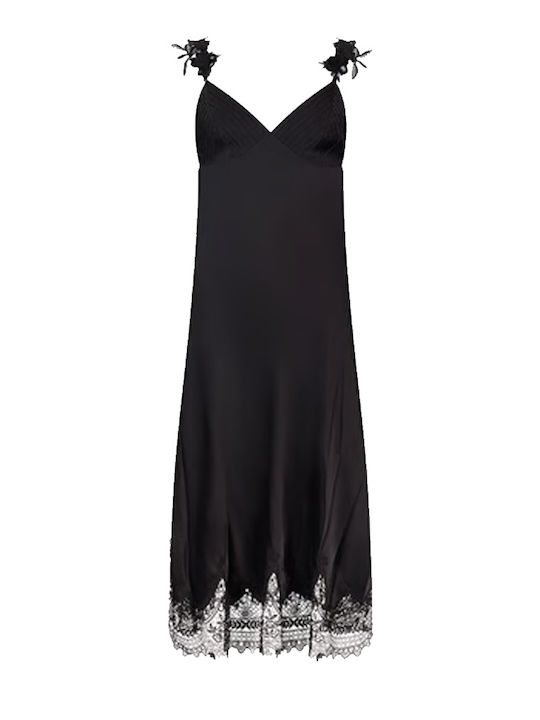 Rochie De Vară Midi De Seară Jupon Neagră