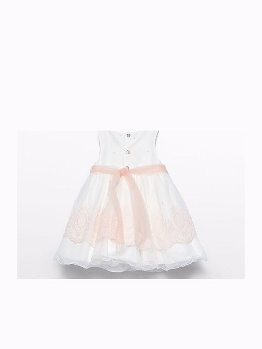 Kinderkleid Ärmellos Tüll Cream-salmon