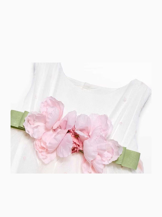 Kinderkleid Ärmellos Tüll Cream-salmon
