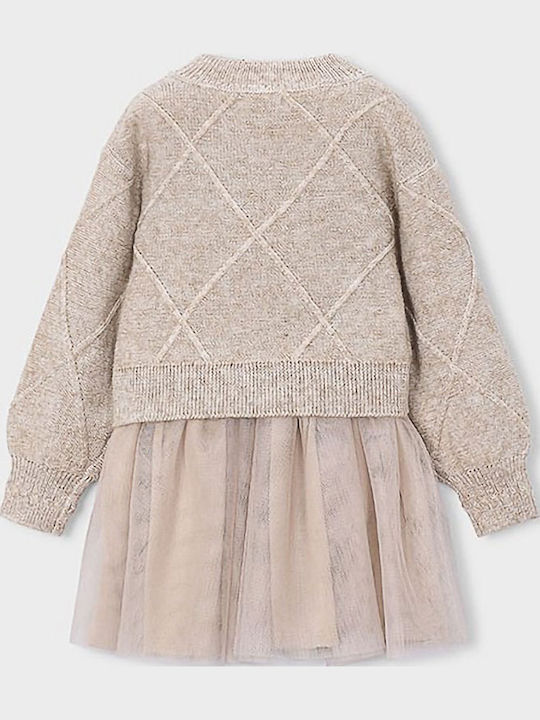 Girls Knitted Dress Brown Dark