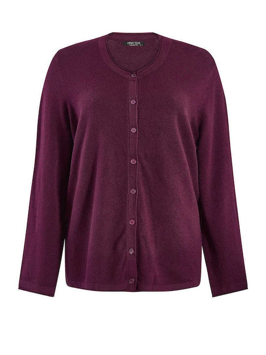 Celestino Women's Knitted Cardigan Soft Texture Burgundy