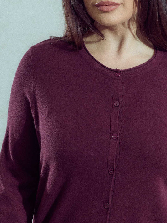 Celestino Women's Knitted Cardigan Soft Texture Burgundy