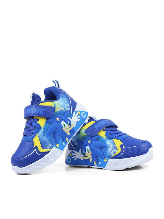 Kids Sneakers with Hoop & Loop Closure and Blue Lights