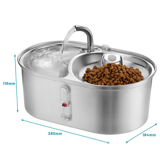 Linomag Fântână Automată din Oțel Inoxidabil pentru Câine & Pisică 3lt 28x11.5x18.4cm