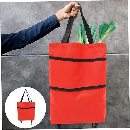 Cărucior de piață din plastic pliabil roșu 39x46x12cm