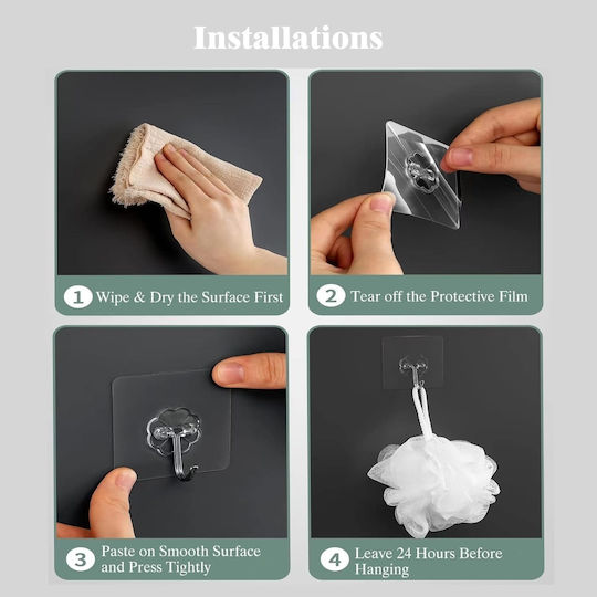 Agățătoare cu Autocolant Inox Transparente 20 Bucăți Agățătoare cu Autocolant Inox Transparente 20 Bucăți