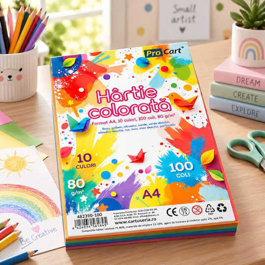 Colored Paper A4 80 G/m² 100 Sheets Top 10 Colors