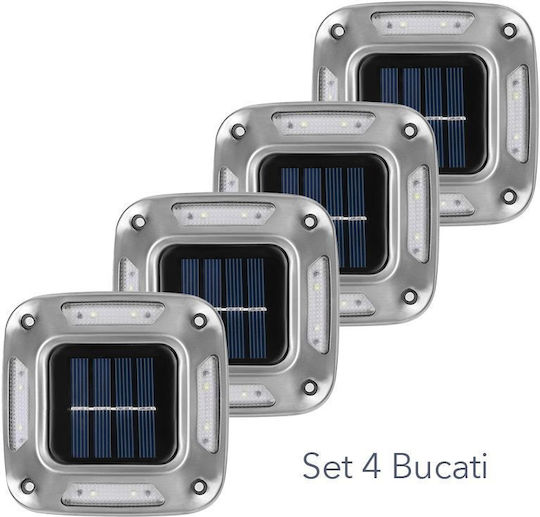 Set of 4 Wall Mounted Solar Lights with Warm White Light 3000K IP65 9x9cm
