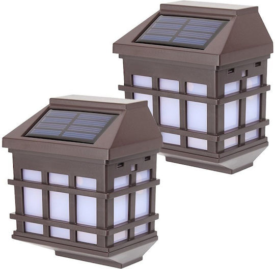 Set 2 Lampi Solare Montate Pe Perete Tip Lanternă Cu Lumină Alb Cald 11.5x8.3cm