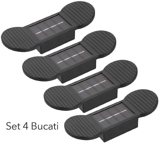 Комплект 4 Стенни Соларни Лампи с Топла Бяла Светлина IP65 16x5.9x3.3см.