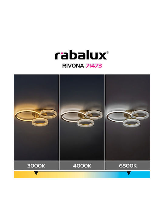 Rabalux Smart Deckenleuchte Montieren 58,5cm Gold mit Integrierte LED und Fernbedienung