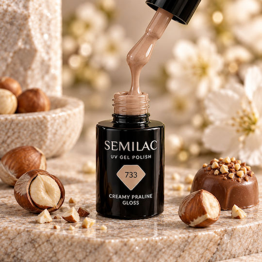 Semilac Полутраен Лак За Нокти 733 Creamy Praline Gloss 7ml