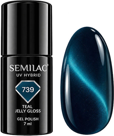 Semilac Ημιμόνιμο Βερνίκι Νυχιών 739 Teal Jelly Gloss 7ml
