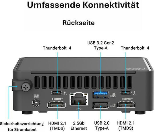 Asus NUC 15 Pro Mini PC (Kern Ultra 7 255H/32GB DDR4/1.0TB SSD/Kein Betriebssystem)