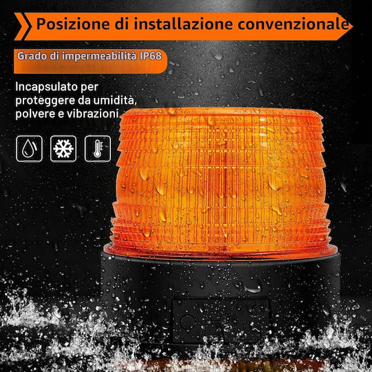 Lumină LED Portabilă Fără Cabluri Dinfu Portocalie Stroboscopică Lumină Intermitentă Reîncărcabilă Suport Magnetic Puternic Baterie Autonomie 8 Ore Vehicule Profesionale Tractoare Utilaje de Construcții Încărcătoare