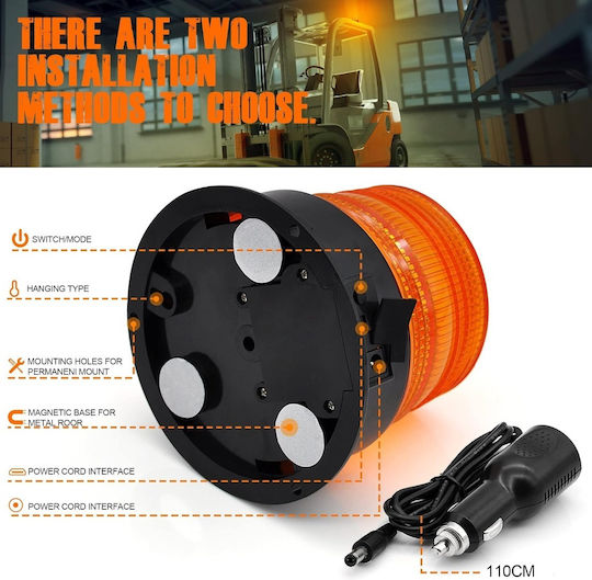 Lumină LED Portabilă Fără Cabluri Dinfu Portocalie Stroboscopică Lumină Intermitentă Reîncărcabilă Suport Magnetic Puternic Baterie Autonomie 8 Ore Vehicule Profesionale Tractoare Utilaje de Construcții Încărcătoare
