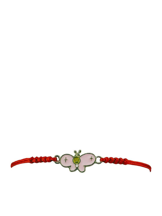 Bratari Martisor Pentru Femei Copii Set 12 Piese Design Fluture Vesel Pandantiv Roz Emailat Snur Reglabil Rosu