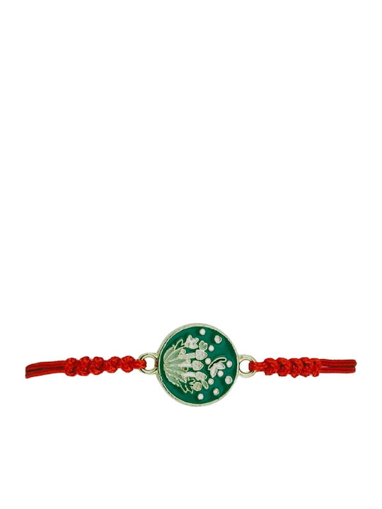 Martisor Bracelet Women Children Jolie Spring Lily Valley Design Set 12 Pieces Round Enameled Pendant Adjustable Cord Red Green Martisor Bracelet Women Children Jolie Spring Lily Valley Design Set 12 Pieces Round Enameled Pendant Adjustable Cord Red Green