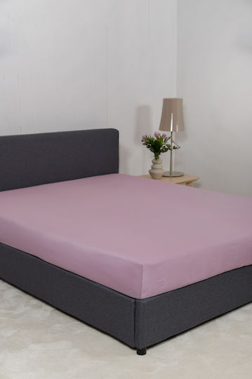 Naf Naf Unique Bed Sheets Set King Size with Rubber Hugger 270x280cm Lilac 4 Pieces