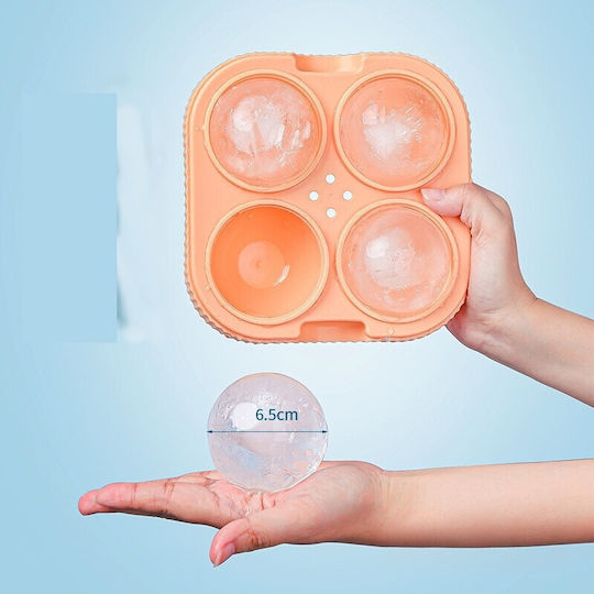 Formă de gheață Rotundă Din Plastic Cu 4 Locuri Portocalie 125161