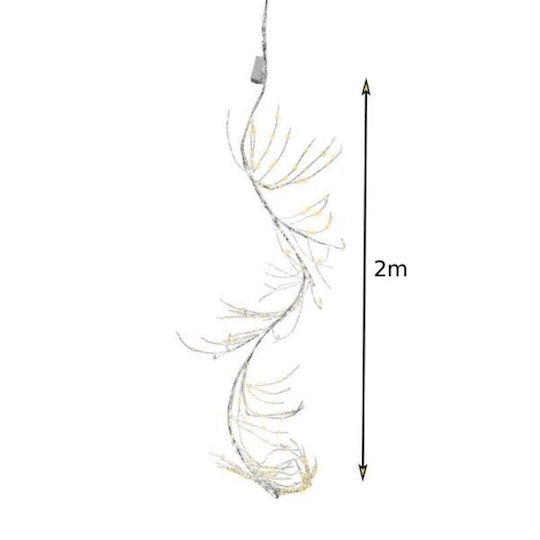 Christmas Decorative Illuminated Electric Branch Length 200cm Glitter Silver
