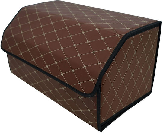 Cutie de Depozitare pentru Mașină Flippy Premium Organizator pentru Portbagaj Geantă Multifuncțională din Piele Ecologică cu 2 Compartimente de Depozitare Pliabilă Rezistentă la Uzură Maro Închis 55 X 30 X 30cm