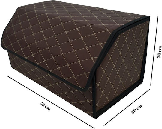 Cutie de Depozitare pentru Mașină Flippy Premium Organizator pentru Portbagaj Geantă Multifuncțională din Piele Ecologică Rezistentă la Uzură Pliabilă 2 Compartimente de Depozitare Maro Havana 55 X 30 X 30cm