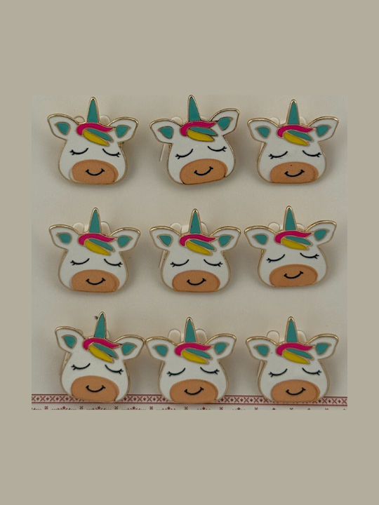 Set 12 Martisor Brooches Children Jolie Unicorn Model Closed Eyes Multicolor
