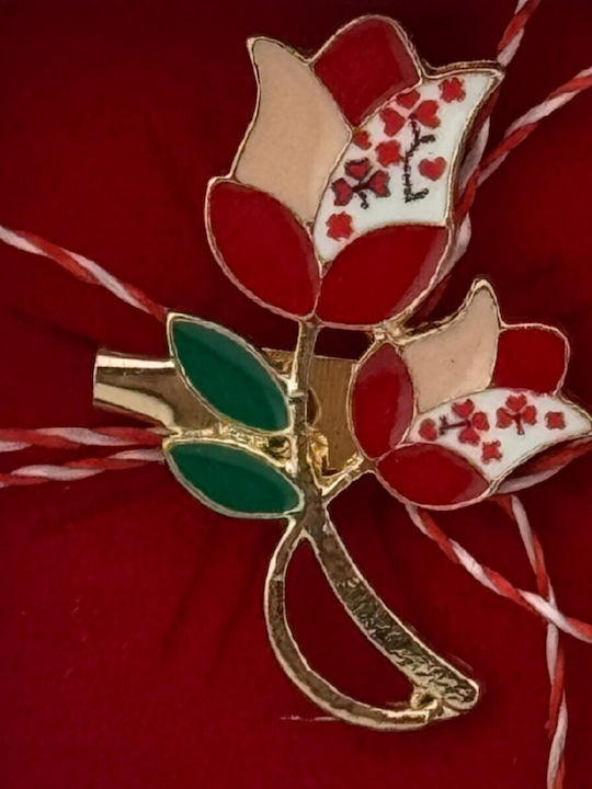 Small Martisor Brooch In Box Jolie Brooch Size 2.5-3cm Metal Material Traditional Tulip Design